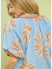 V-Neck Floral Puff Sleeve Top