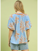 V-Neck Floral Puff Sleeve Top