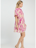 Abstract Printed Puff Sleeve Shift Dress