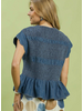 Smocked Denim Peplum Top