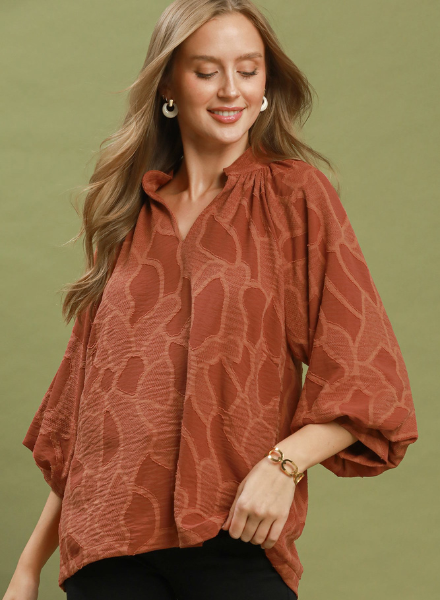 Textured V-Neck Blouse