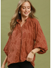 Textured V-Neck Blouse