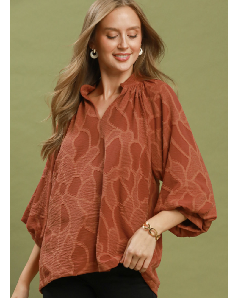 Textured V-Neck Blouse