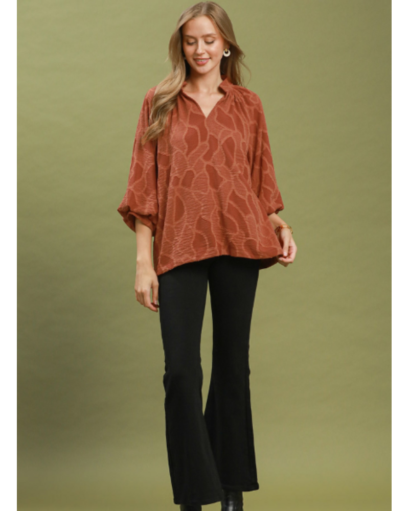 Textured V-Neck Blouse