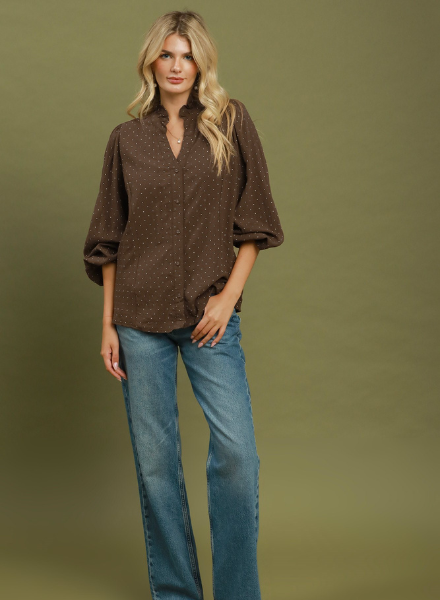 Polkadot Ruffle Collar Blouse