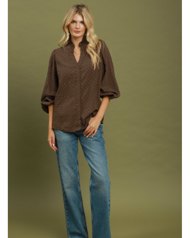 Polkadot Ruffle Collar Blouse