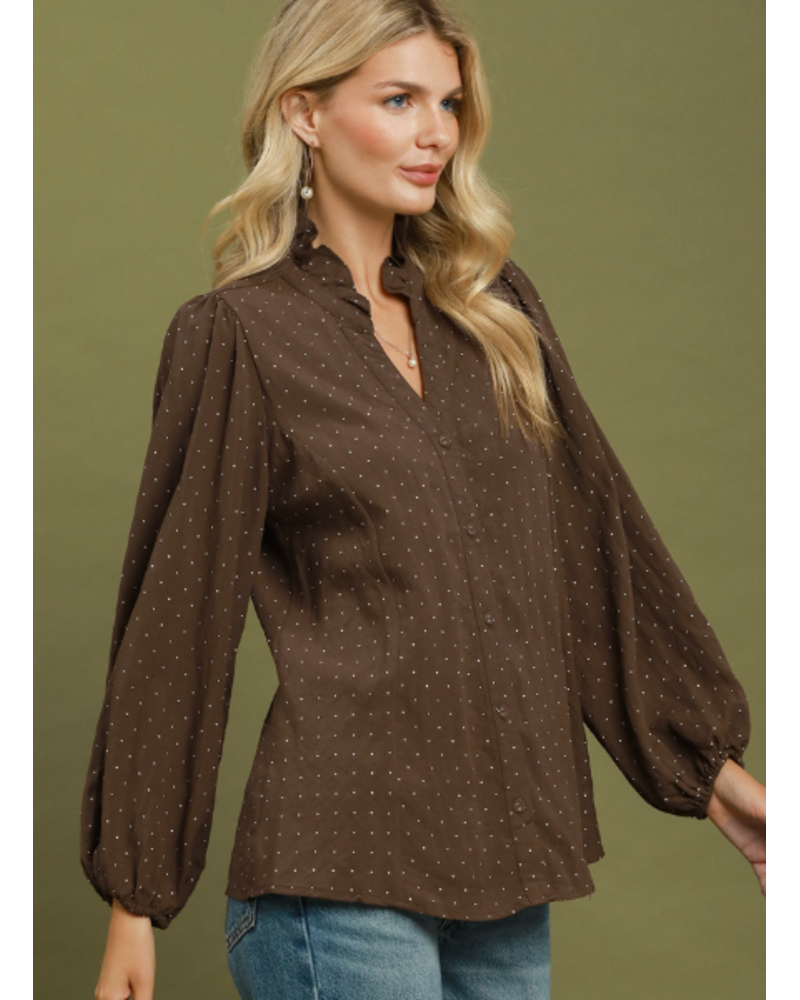 Polkadot Ruffle Collar Blouse