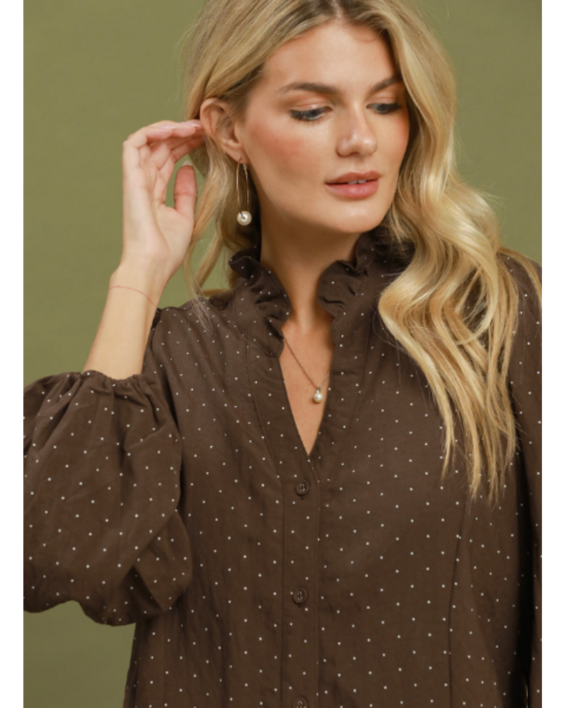 Polkadot Ruffle Collar Blouse