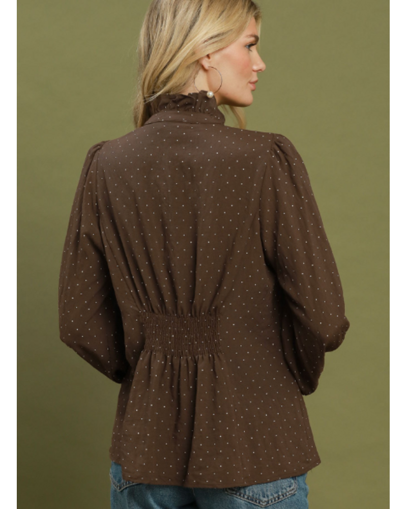 Polkadot Ruffle Collar Blouse