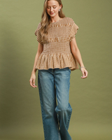 Gingham Smocked Peplum Top