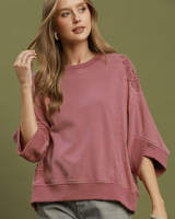 Mineral Wash Lace Patch Top