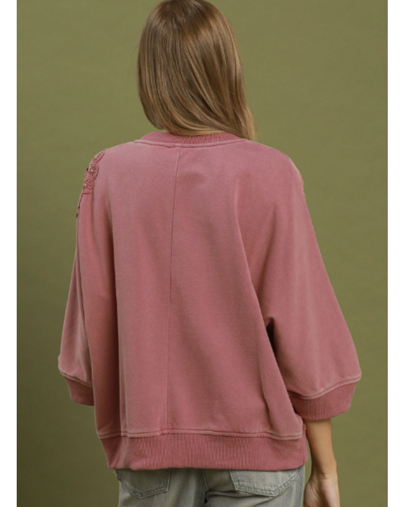 Mineral Wash Lace Patch Top