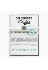 My Saint My Hero Blessing Bracelet Collegiate Silver with Green Cord and White Breathe