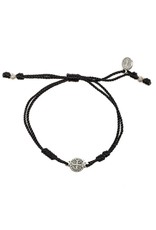 My Saint My Hero Breathe Bracelet Silver with Black Cord