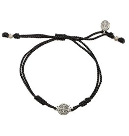 My Saint My Hero Breathe Bracelet Silver with Black Cord
