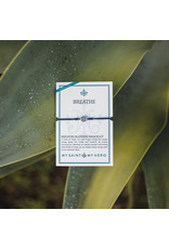 My Saint My Hero Breathe Bracelet Silver with Black Cord