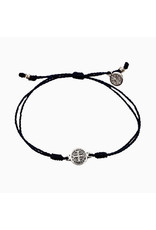 My Saint My Hero Breathe Bracelet Silver with Black Cord
