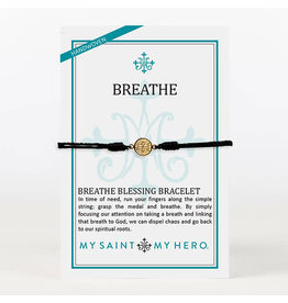 My Saint My Hero Breathe Bracelet Gold with Black Cord