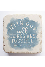 Twelve Stone Art Spiritual Coaster With God All Things are Possible