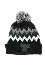 League Final Sale Zigzag Cuff Knit Hat with Pom