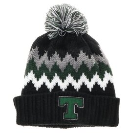 League Final Sale Zigzag Cuff Knit Hat with Pom
