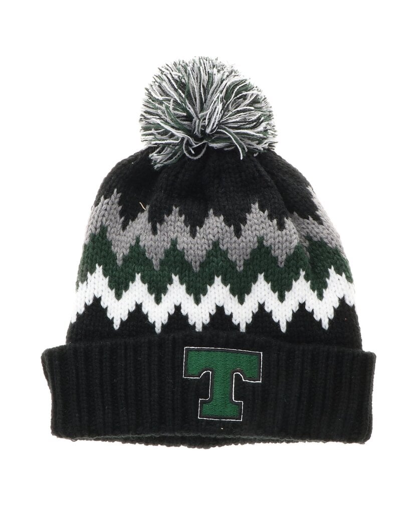 League Final Sale Zigzag Cuff Knit Hat with Pom