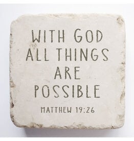 Twelve Stone Art Small Block Stone "With God All Things are Possible."