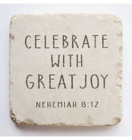 Twelve Stone Art Small Block Stone "Celebrate With Great Joy"