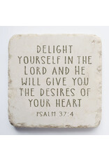 Twelve Stone Art Small Block Stone "Delight Yourself In The Lord and He Will Give You Desires Of Your Heart"