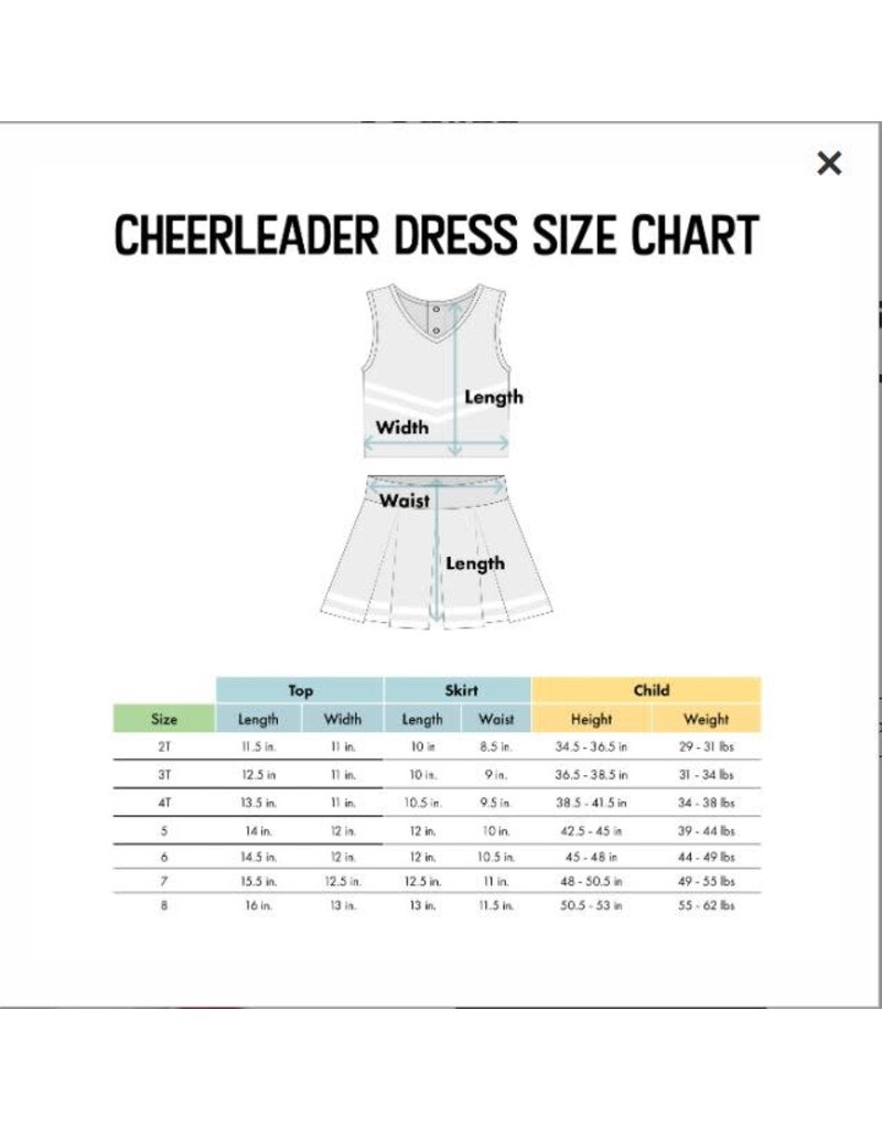 Creative Knitwear Cheerleading Dress Size