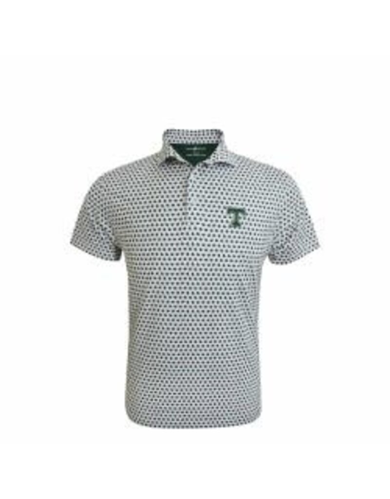 Horn Legend Performance White Clover Leaf Pattern Polo