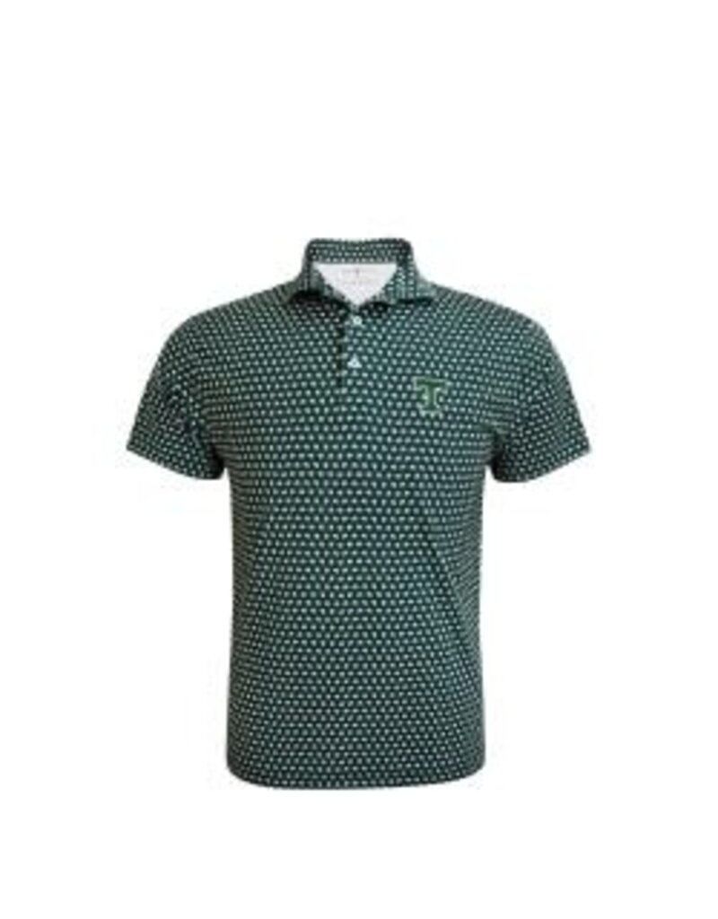 Horn Legend Final Sale Performance Green Clover Leaf Pattern Polo
