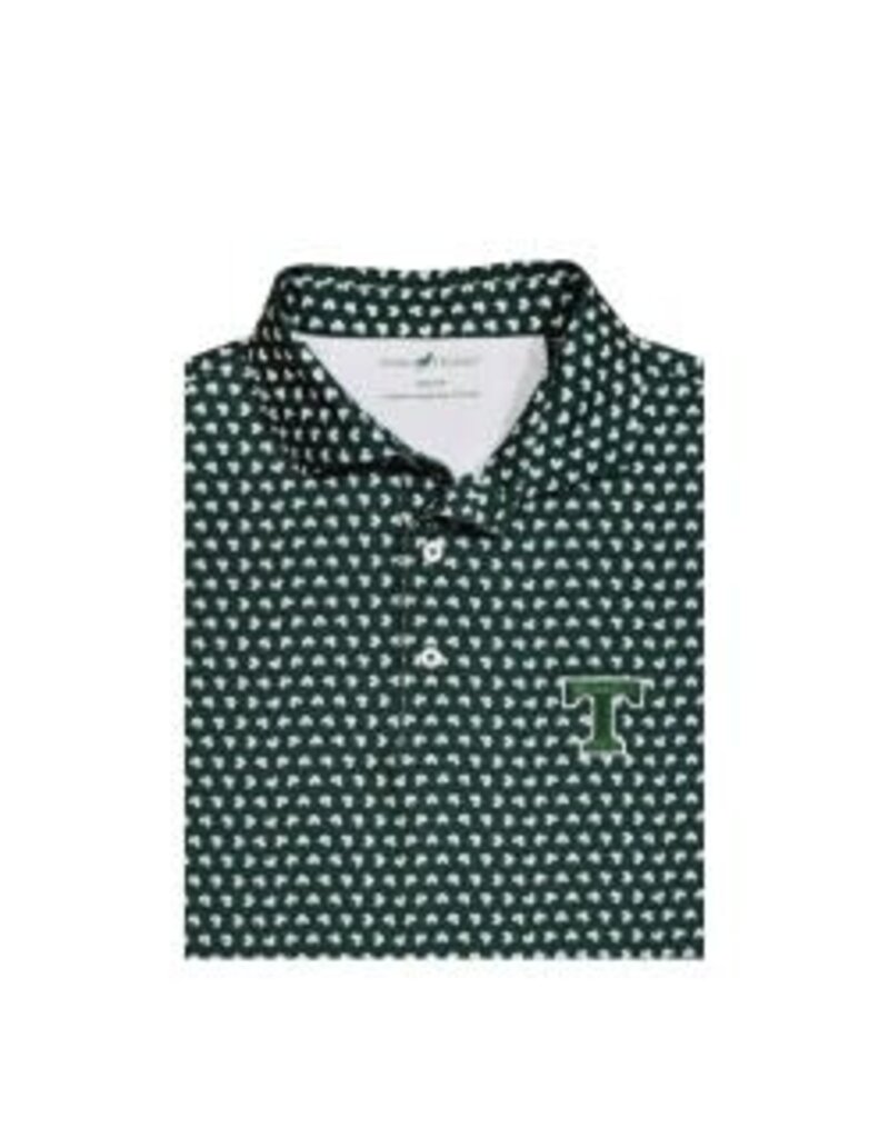 Horn Legend Final Sale Performance Green Clover Leaf Pattern Polo