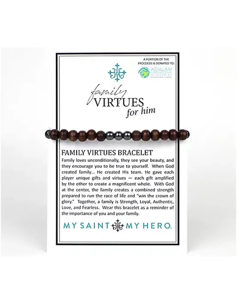 My Saint My Hero Family Virtues for  Him Center  Bracelet