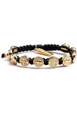 My Saint My Hero Blessing Bracelet Gold with Black Cord