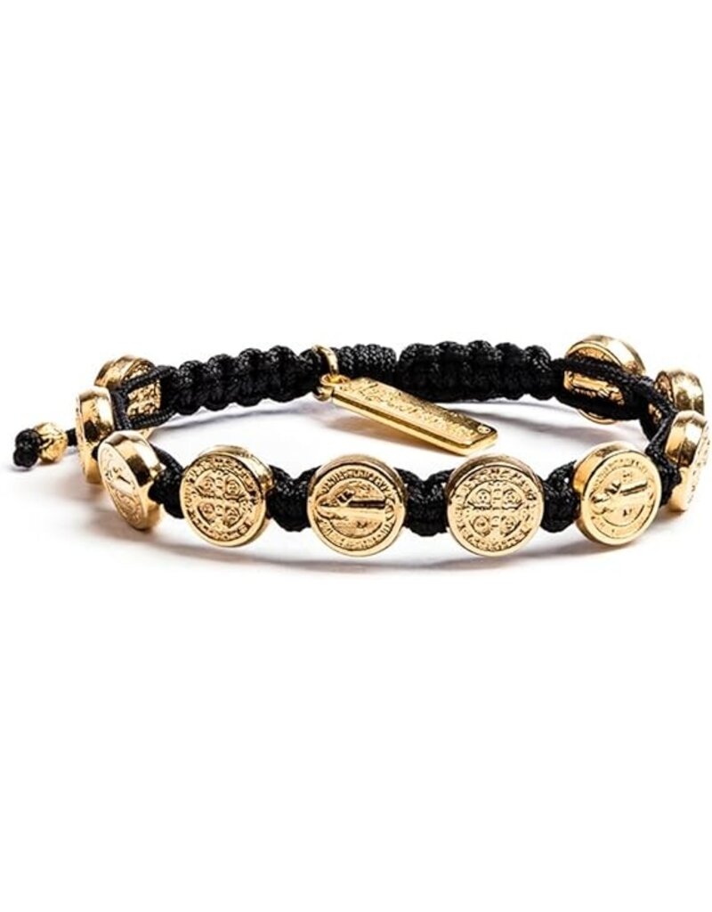 My Saint My Hero Blessing Bracelet Gold with Black Cord