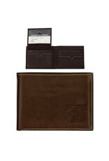 Carolina Sewn Contrast Stitch Billfold Brown -Corner T