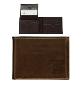 Carolina Sewn Contrast Stitch Billfold Brown -Corner T
