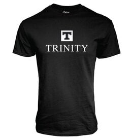 Blue 84 Ringspun Black Tee w/white ink graphic