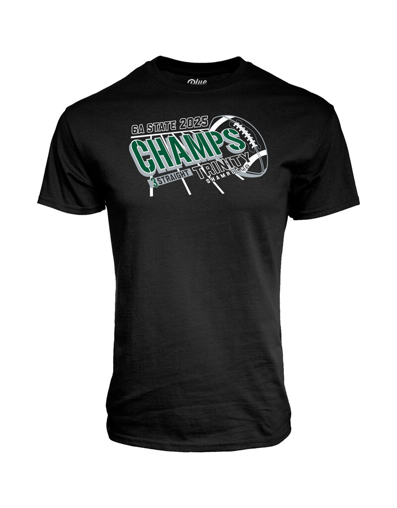 Blue 84 2025 State Football Champions Black Short Sleeve Cotton Tee