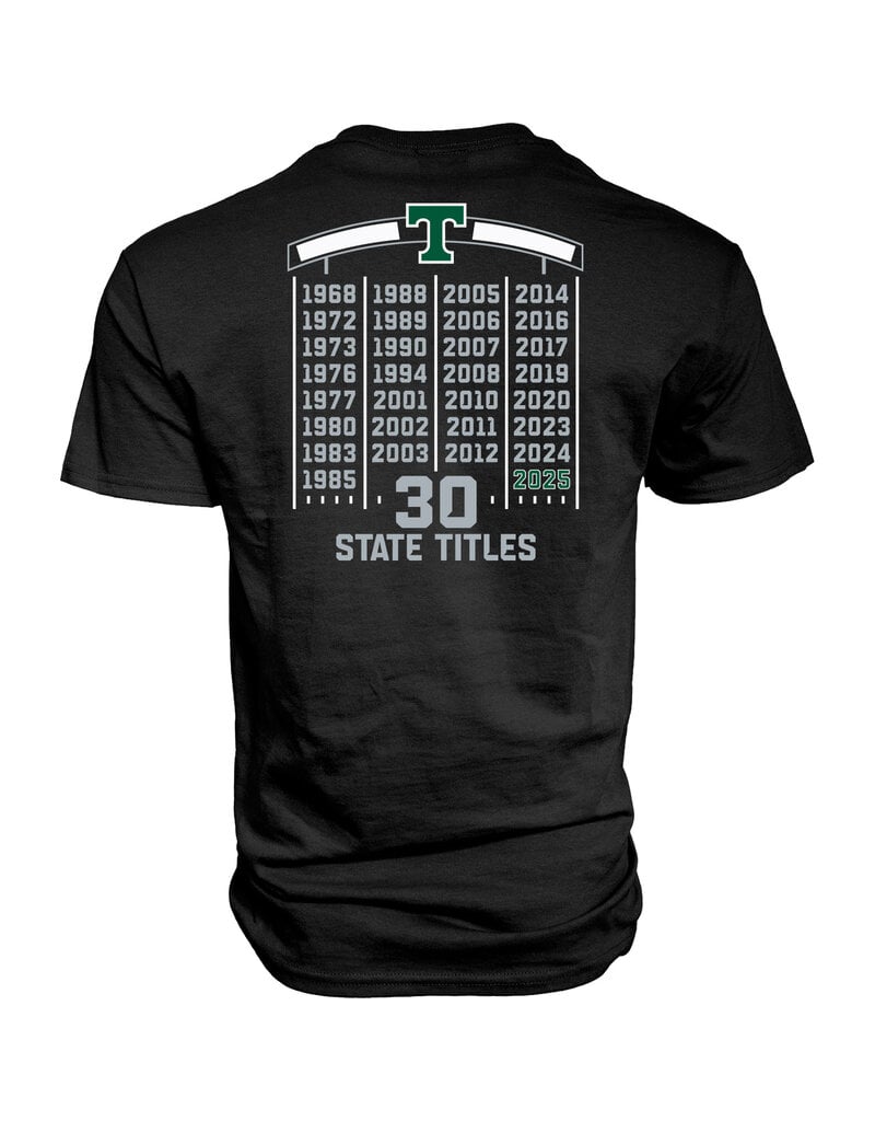 Blue 84 2025 State Football Champions Black Short Sleeve Cotton Tee