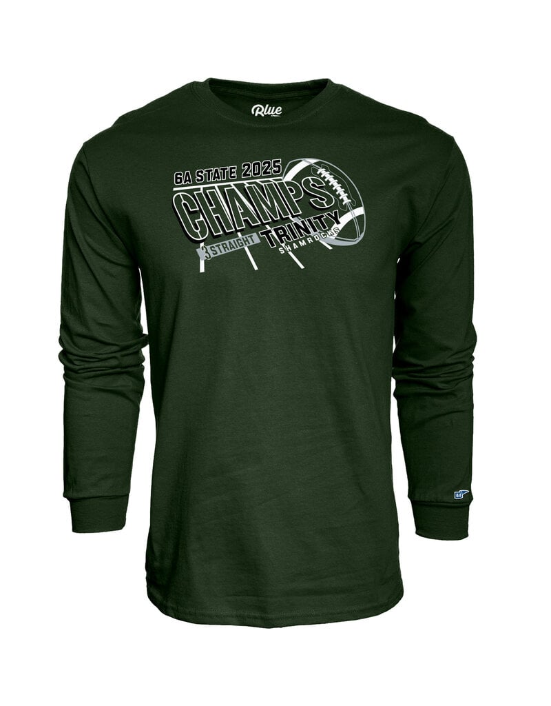 Blue 84 2025 State Football Champions Green Long Sleeve Cotton Tee