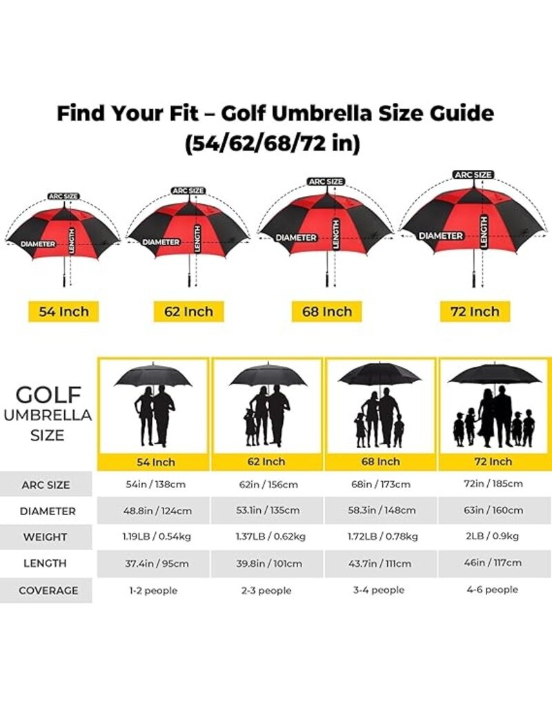 Stormduds Golf Umbrella Black White Pattern Vented 68 inch coverage