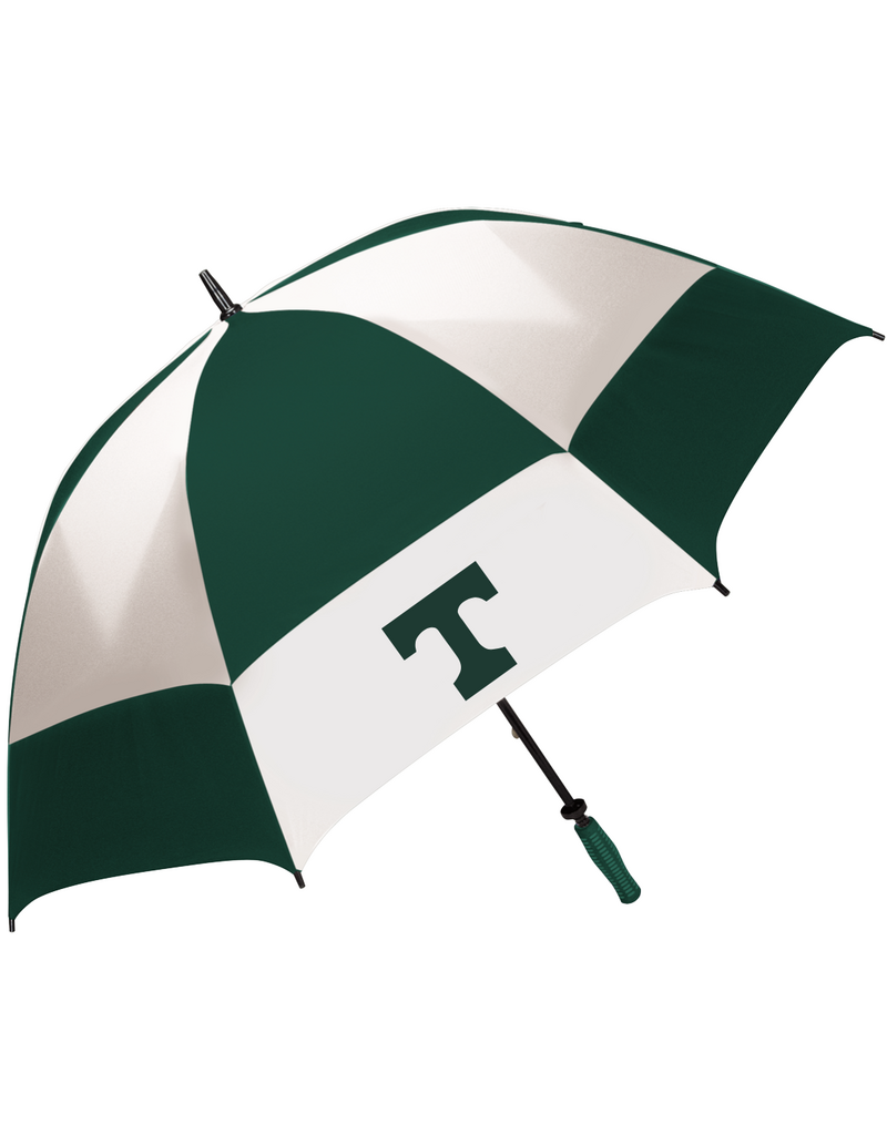 Stormduds Golf Umbrella Green White Pattern Vented 68 inch coverage