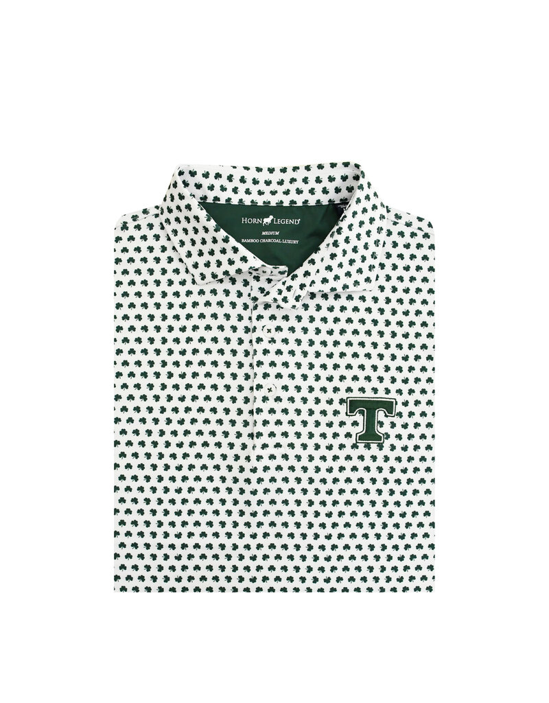 Horn Legend Performance White Clover Leaf Pattern Polo