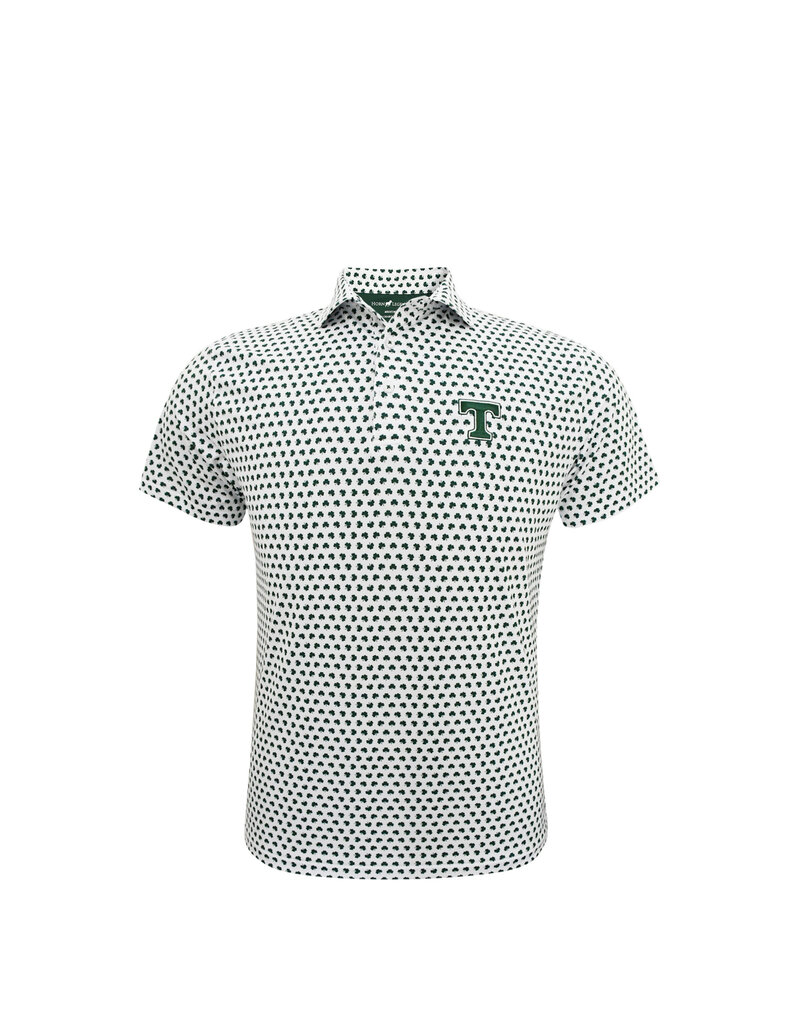 Horn Legend Performance White Clover Leaf Pattern Polo