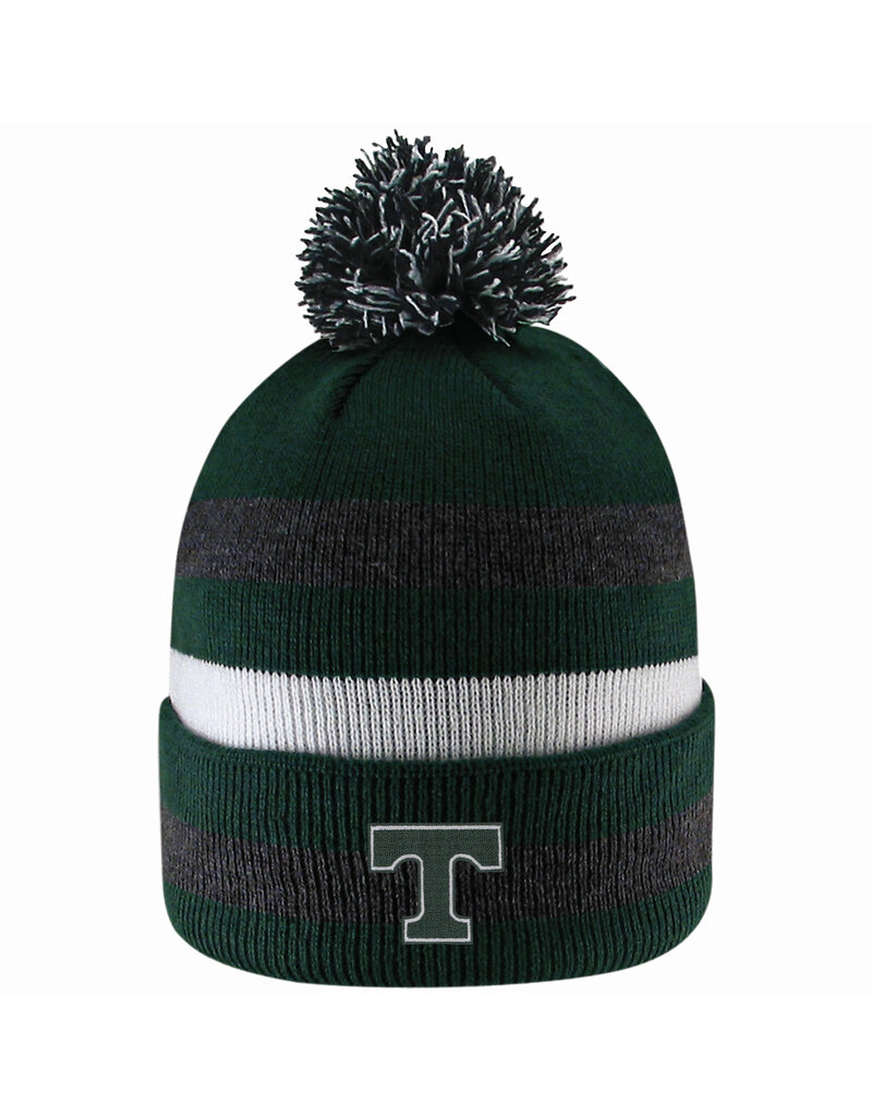 Logo Fit Primetime Knit Cuff Stripe Pom White/ Charcoal/Green Hat