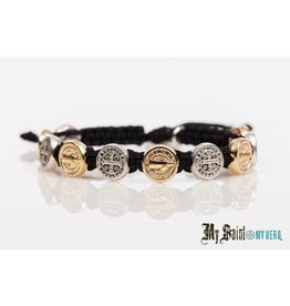 My Saint My Hero Blessing Bracelet Silver/Gold with Black Cord