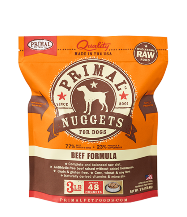 Primal Frozen Raw Dog Beef Nuggets 3 lb