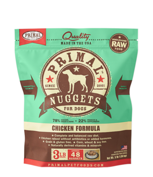 Primal Frozen Raw Dog Chicken Nuggets 3 Lb